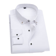 CrispWear slim fit white cotton dress shirt for youth with button-down collar and cuff buttons