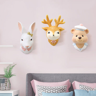 Home Original Cartoon Rabbit Wall Decor with whimsical rabbit head wall art in pastel colors, perfect for children's rooms and nurseries